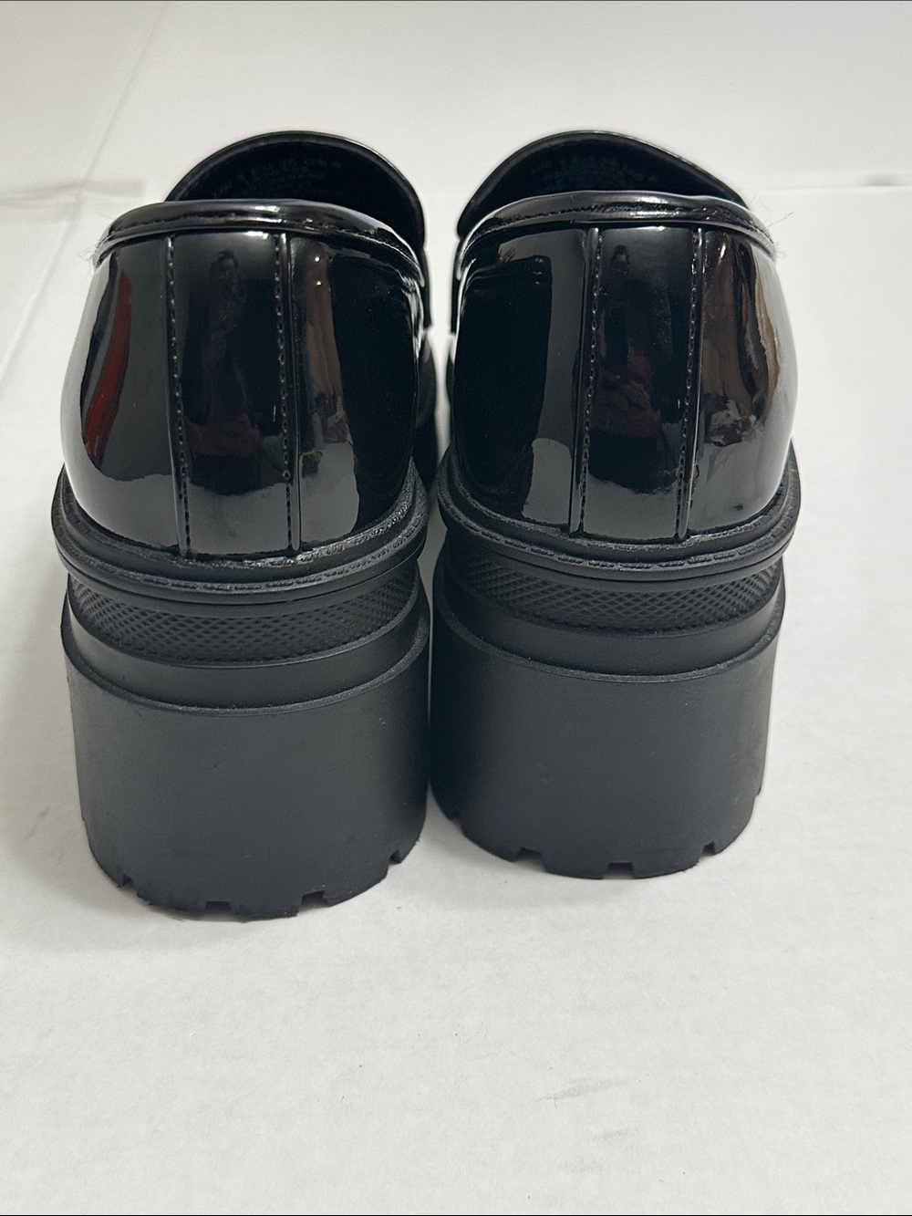 ASOS Design Black Chunky Platform Loafer Heels Y2K Academia Preppy Size 5 - Picture 6 of 12